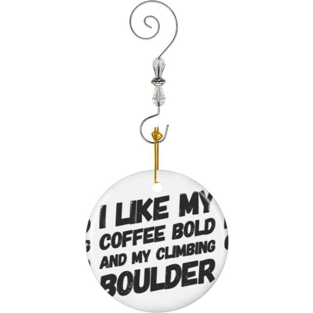 (Rock Climbing - Bouldering Coffee - Funny Pun-1346) Christmas Ornaments Ceramic Charm with Hook Crystal Handmade Xmas Tree Decorations KeepsakeÂStoc