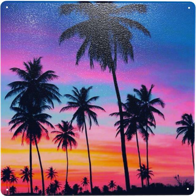"(Tropical Palm Tree Sunset=3273) Metal Tin Sign 12x12"" Wall DÃ©cor Cafe Bar Beer Pub Signs Christmas Gift"