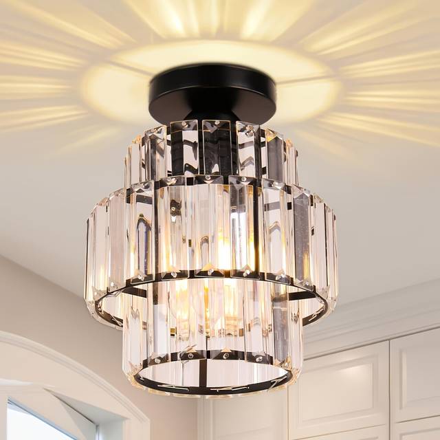 (Hyundai B) New Modern Mini Crystal Chandelier, Three-lamp Embedded Ceiling Lamp Dining Room, Bedroom, Living Room, Does Not Include Bulb