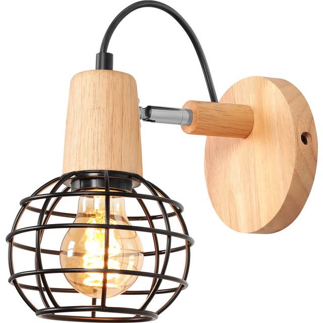 Retro Wall Light Modern Indoor Wall Sconce Metal Cage Wall Lamp for Bedroom, Living Room and Office, Black