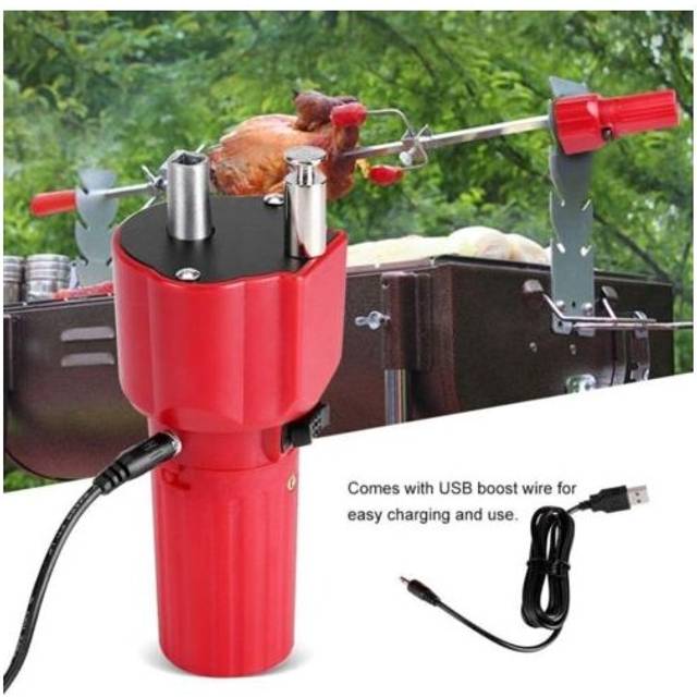 5V Universal Electric BBQ Rotisserie Grill Roast Rod Spit Kit Motor Meat Skewer