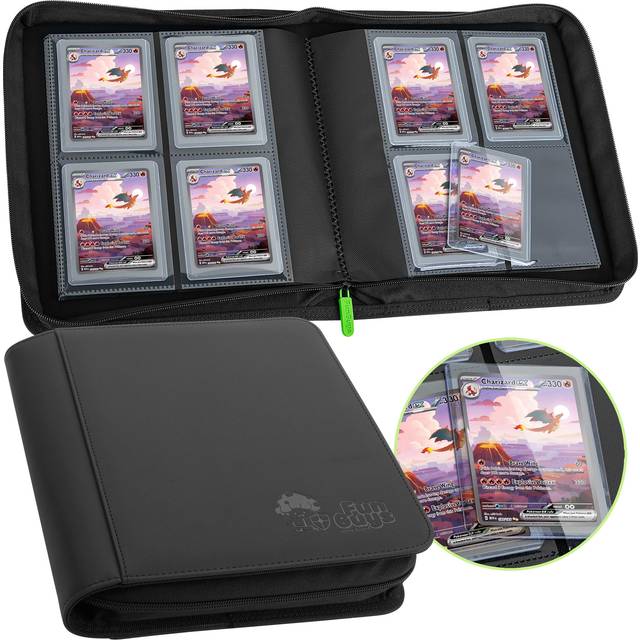 FunGuys Toploader Binder, Trading Card Binder Storage,128 4 Pocket Top Loader Pokemon Binder, Card Collection for Yugioh, MTG, TCG, Card Folders for
