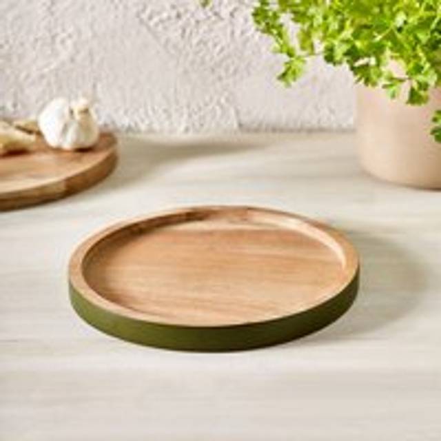 Wooden Colourblock Trivet Olive