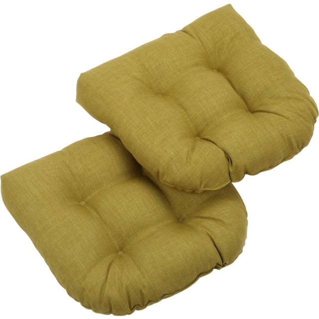 Blazing Needles Outdoor Spun Poly 19-Inch by 19-Inch by 5-Inch All Weather UV Resistant U-Shaped Cushions  Avocado  Set of 2