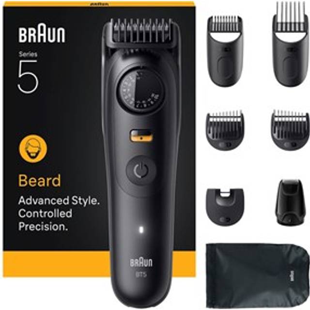Braun Beard Trimmer Series 5, +5 Styling Tools, 40 Lengths, Sharp Blade, BT5560, Grey, Grey
