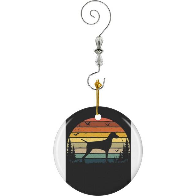 (Vizsla Dog Retro Vintage-1035) Christmas Ornaments Ceramic Charm with Hook Crystal Handmade Xmas Tree Decorations KeepsakeÂStocking Stuffer