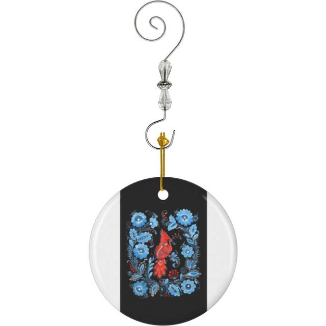 (Christmas Bird Folk Art-8646) Christmas Ornaments Ceramic Charm with Hook Crystal Handmade Xmas Tree Decorations KeepsakeÂStocking Stuffer