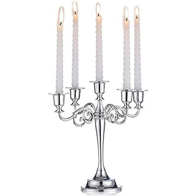 Candle Holder, Vintage Metal Pillar Wedding Party Decor Candlestick European Style Christmas Table Centrepiece Candle Stand (candle not included)