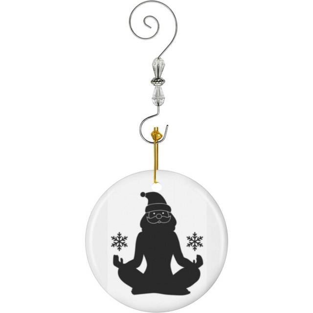 (Yoga Santa With Snowflakes - Funny Christmas_8958) Christmas Ornaments Ceramic with Crystal Hook Xmas Handmade Tree Decorations KeepsakeÂGifts Stock