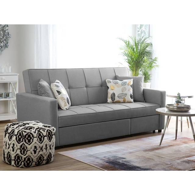 (Light Grey) Malthe 3 Seater Linen Sofa Bed