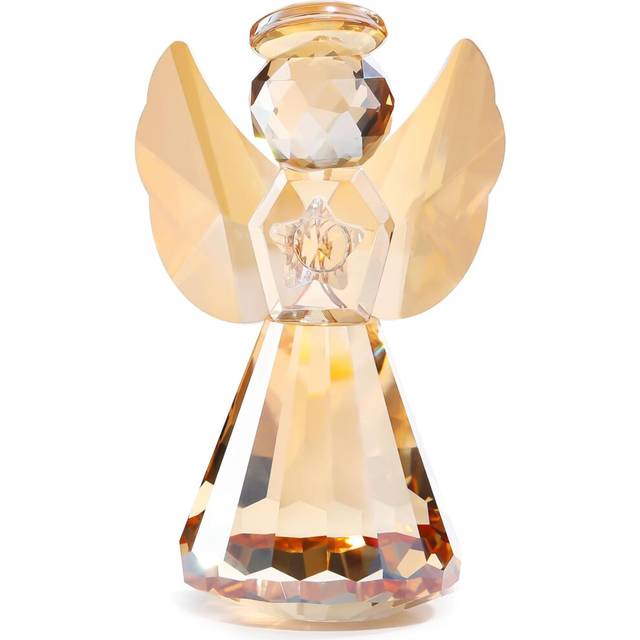 Champagne Crystal Glass Guardian Angel Figurine, Handmade Angel Statue Gifts for Women, Art Collectible Figurines Decor