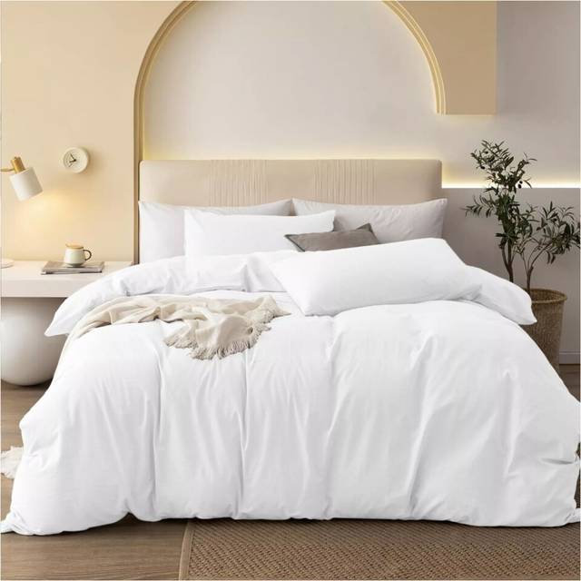 (King) Soft Double Sided Duvet Cover White Bedding Sets