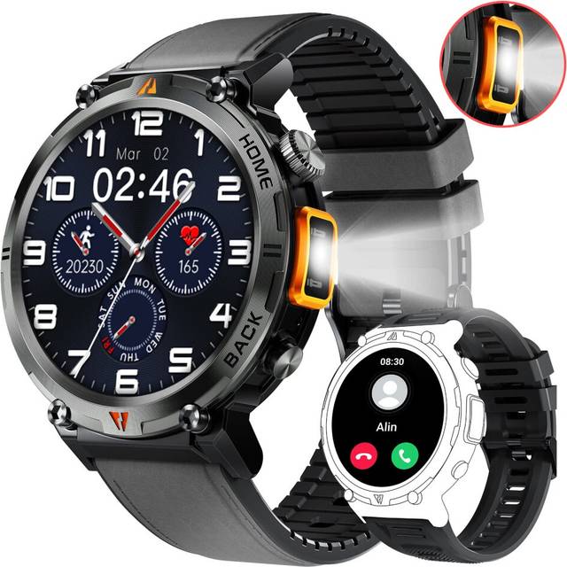 (orange-2) EIGIIS Smart Watch 3ATM Waterproof 2023 Original Design For Men Bluetooth