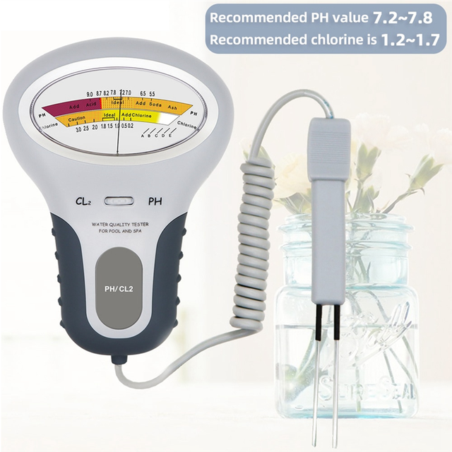 2 in 1 PH Chlorine Meter Chlorine Tester PH Tester Chlorine Water Quality Testing Device CL2 Measuring for Pool Aquarium