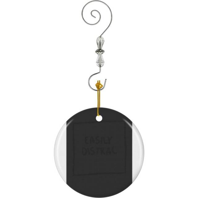 (Easily Distrac ADHD Awareness Funny For Girl Boy 1-7892) Christmas Ornaments Ceramic Charm with Hook Crystal Handmade Xmas Tree Decorations KeepsakeÂ