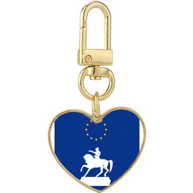 Character French Battle Horse Command Sculpture Gold Heart Keychain Metal Keyring Holder