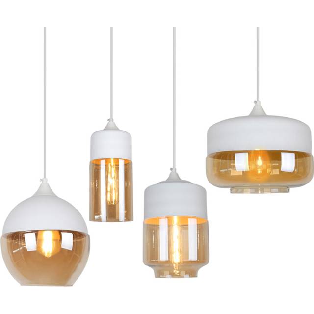 4PCS-Modern Pendant Light Industrial Vintage Chandelier Creative Glass Hanging Lamp Retro Ceiling Light White For Living Room Kitchen