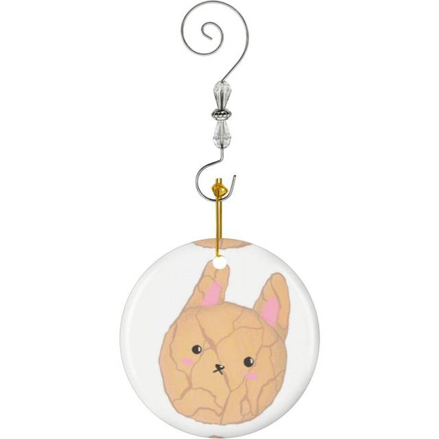 (Bunny Sugar Cookie_6530) Christmas Ornaments Ceramic with Crystal Hook Xmas Handmade Tree Decorations KeepsakeÂGifts Stocking Stuffer
