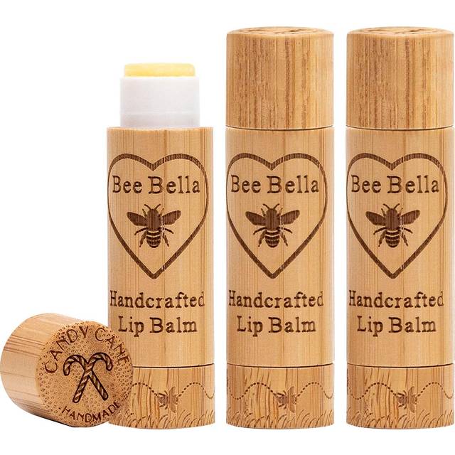 Bee Bella Lip Balm  Candy Cane  3 Pack - Hydrating  Moisturizing Lip Care  100% Natural  Original Organic Beeswax with Vitamin E  Handmade in USA