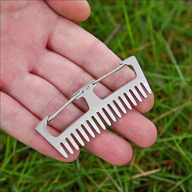 Titanium Mini Bangs Comb Hair Comb Mini Anti-Static Titanium Portable Hanging Buckle Comb for Outdoor Travel