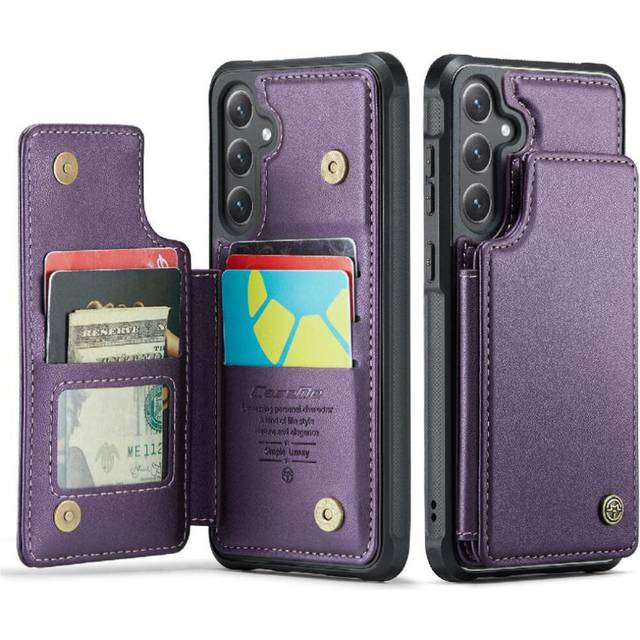 (Purple) Flip Case for Samsung Galaxy S25 Plus 5g Kickstand Slim Shockproof Case Card Holder Pu Leather Rfid Blocking