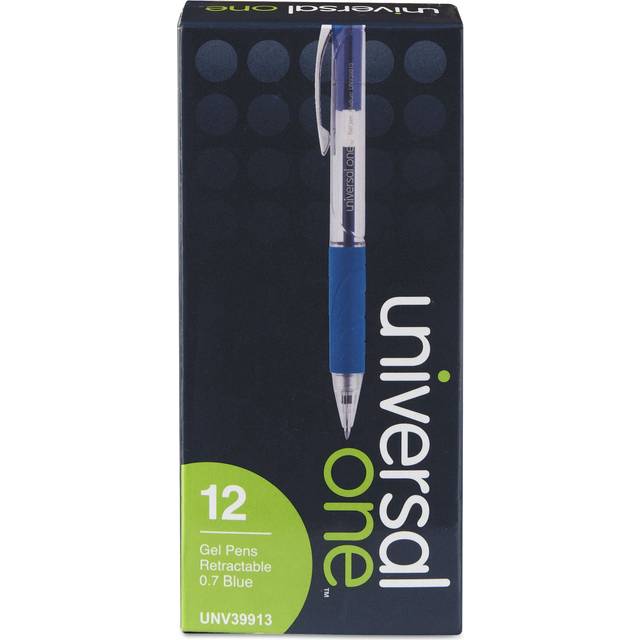 Universal Comfort Grip Gel Pen  Retractable  Medium 0.7 Mm  Blue Ink  Translucent Blue Barrel  Dozen