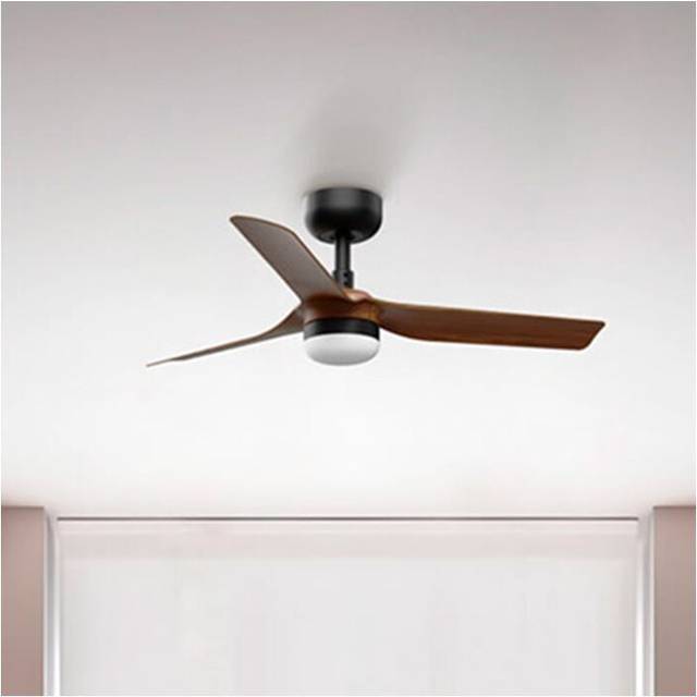 Faro Mini Punt Small Led Black, Dark Wood DC Ceiling Fan 6 Speed