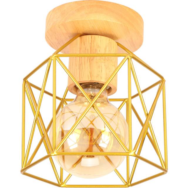 Modern Ceiling Lights Vintage Ceiling Light Retro Chandelier Metal Cage Lampshade for Cafe Hallway Bedroom Kitchen Living Room Gold