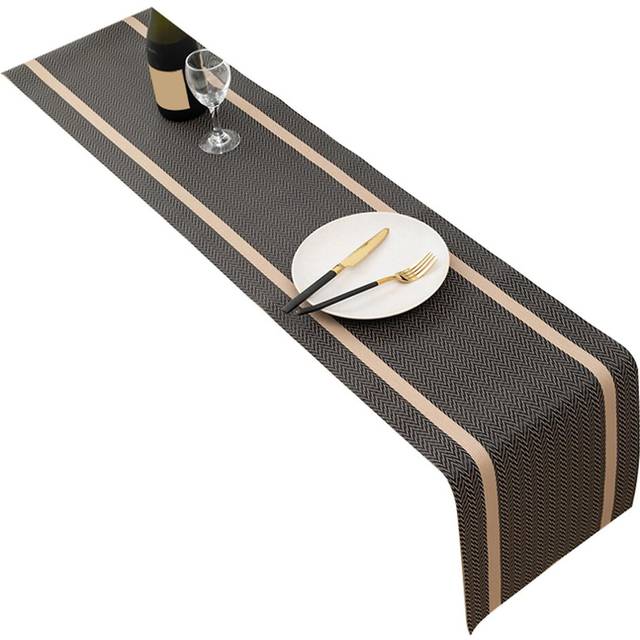 (Brown, One size) Table Runner Waterproof Anti-scratch Anti-dirty Anti-oil Cuttable Table Decoration PVC Dinning Room