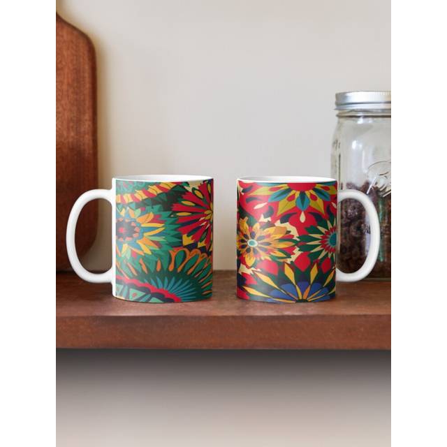 (Indian flower mandala design-6531) Coffee Mugs 11oz A Pair Of Parrots In Love Ceramic Mug Cute Novelty Christmas Gifts
