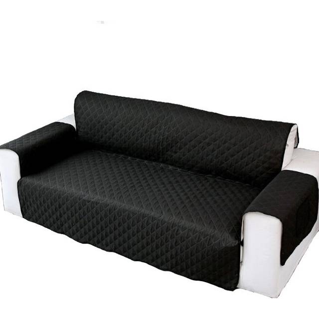 (Black) 3 Seater High Stretch Sofa Cover Couch Lounge Protector Slipcovers With Two Side Pockets