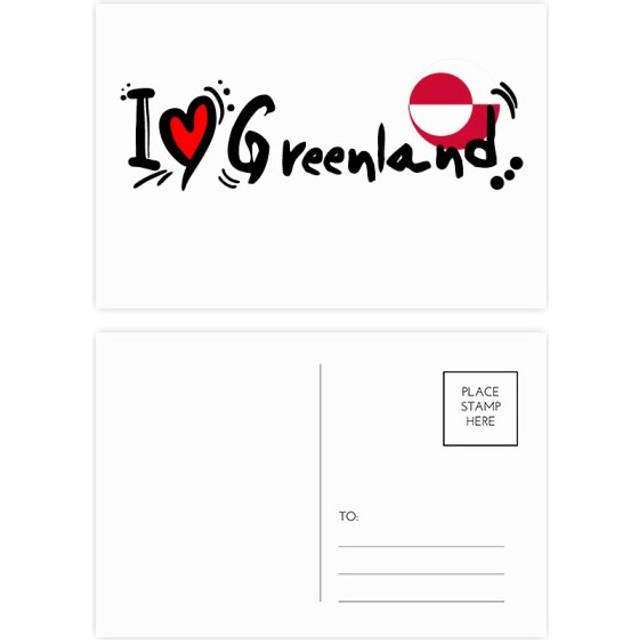 I Love Greenland Word Flag Love Heart Illustration Postcard Set Birthday Mailing Thanks Greeting Card