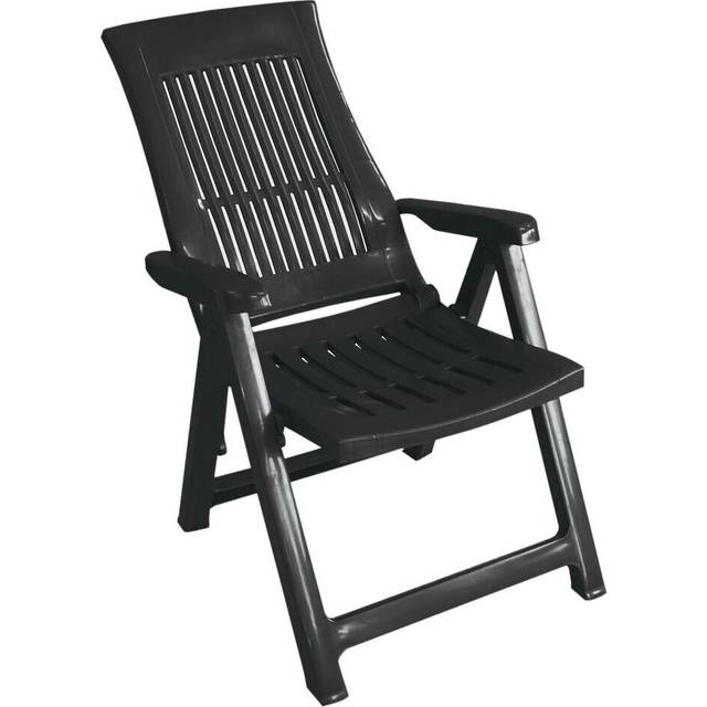 (1x Anthracite) Folding Garden Lounger Chair 5 Multi Reclining Positions Outdoor Dining Chairs
