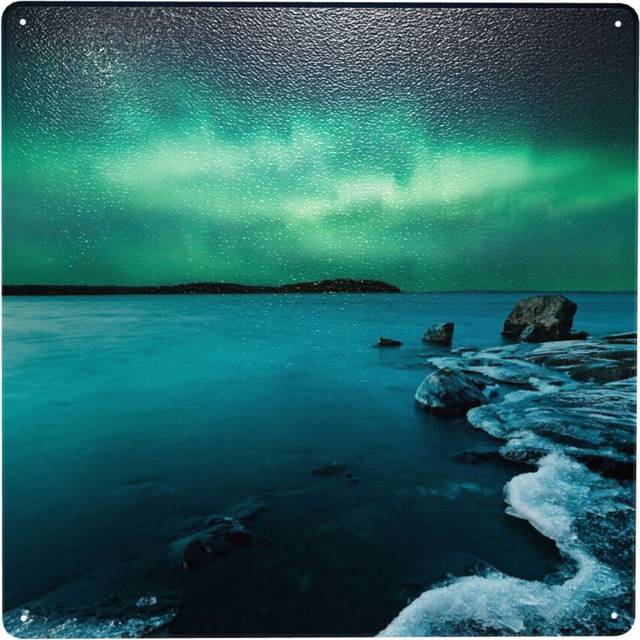 "(Ice On The Lake Shore And Northern Lights Landscape=391) Metal Tin Sign 12x12"" Wall DÃ©cor Cafe Bar Beer Pub Signs Christmas Gift"