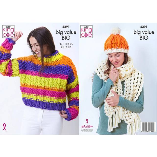 Sweater, Scarf and Hat in King Cole Big Value Big (6291)
