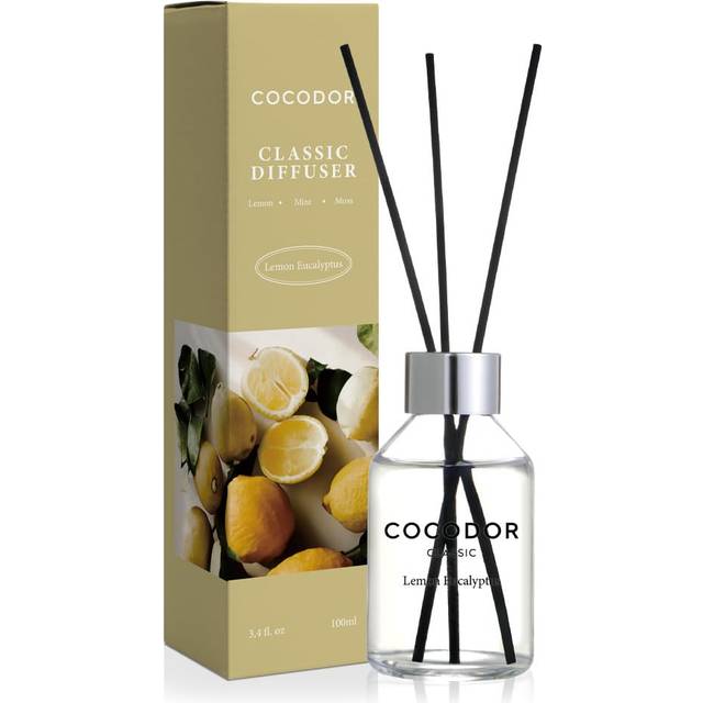 COCODOR Classic Reed Diffuser/Lemon Eucalyptus/3.4oz100ml/1 Pack/Fragrance Scent Essential Oil Stick Diffuser Set for Bedroom Bathroom Home DÃ©cor