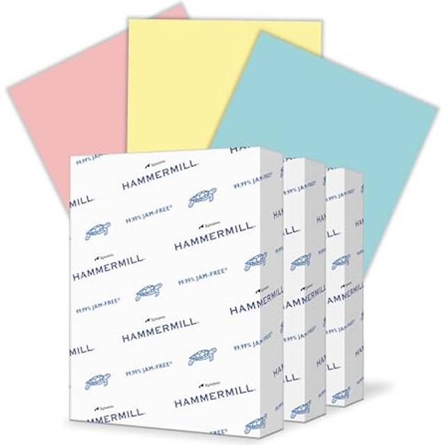 Hammermill Colored Paper Assortment  Canary  Blue  Pink Printer Paper  20lb  8.5x11 Paper  Letter Size 3 Ream (1 500 sheets)