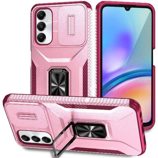 (Pink) Case for Samsung Galaxy A05s Lens Protection Shockproof Car Magnet Ring Hodler