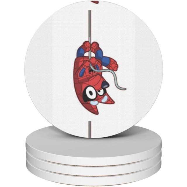 (Spider=3572) Ceramic Coasters Set of 4 Xmas for Drink Wine Beer Bar with Cork Base Housewarming Birthday Christmas Gift