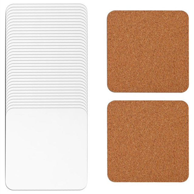 40Pcs Sublimation Square Coasters, Cardboard 4x4in MDF Hardboard Coaster Wooden