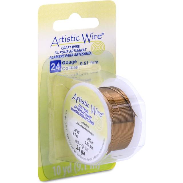 Artistic Wire  24 Gauge / .51 mm Tarnish Resistant Colored Copper Craft Wire  Antique Brass Color  10 yd / 9.1 m