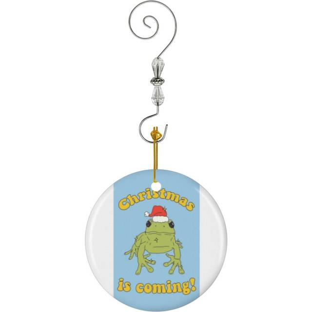 (Christmas Frog In Christmas Christmas Is Coming-5716) Christmas Ornaments Ceramic Charm with Hook Crystal Handmade Xmas Tree Decorations KeepsakeÂSt