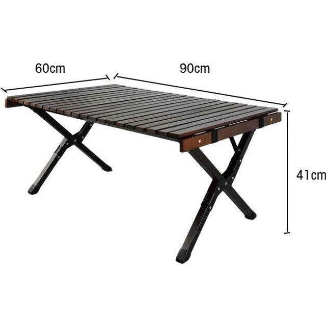 (Black, M) Folding Wood Table Portable Camping Large Wooden Desk with Carry Bag for Beach Picnic Outdoor Garden Backyard Furniture