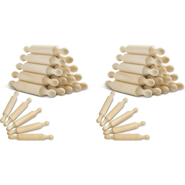 30 Pieces Wooden Mini Rolling Pin 6 Inches Long Kitchen Baking Rolling Pin Small Wood Dough Roller for Children Fondant
