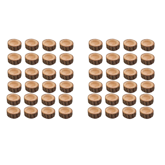 48Pcs Wooden Candle Holder,Votive Tealight Holder for Wedding Table,Birthday Christmas Home Decor