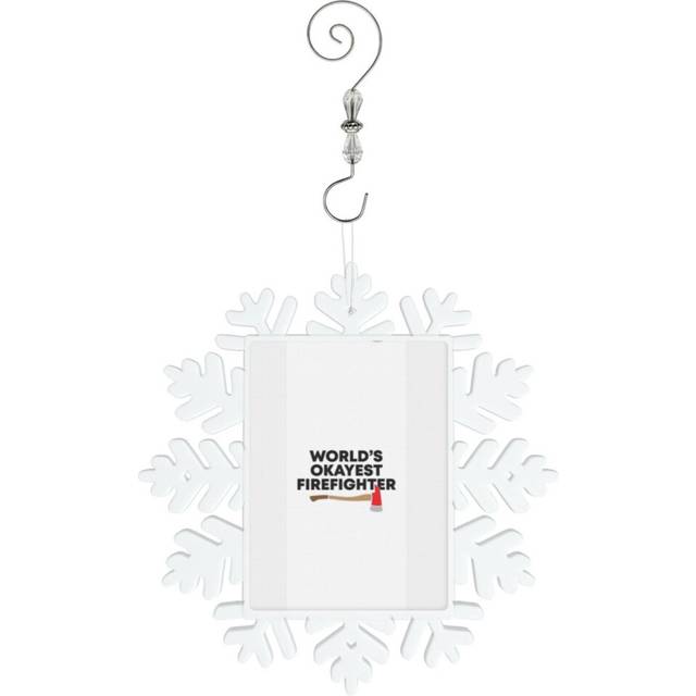 (World's Okayest Firefighter, Axe=564) Christmas Ornament Snowflake Tree Decoration Car Hanging Charm Gift with Hook Keepsake for Friends Family