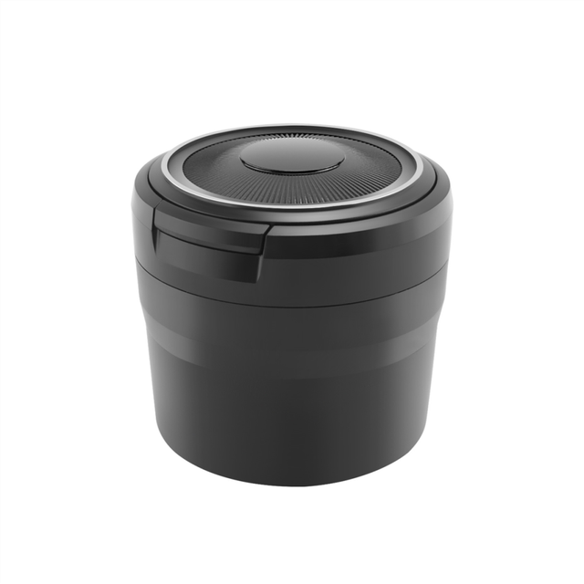 Portable Ashtray with LED Light Auto Cup Holder Ash Tray for Car Smokeless Ashtrays Accessories,Black