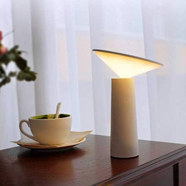 Partable Wireless LED Light, Dimming Touch Control Switch, 360 Adjustable, USB Rechargeable, Study Reading Desk Lamp for Home and Office (White)