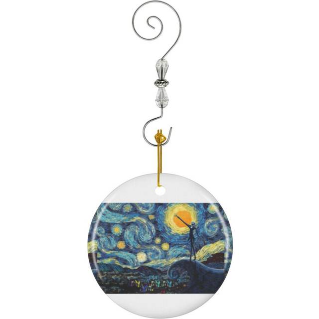 (Jack Scary Night Abstract Paintings-6789) Christmas Ornaments Ceramic Charm with Hook Crystal Handmade Xmas Tree Decorations KeepsakeÂStocking Stuff