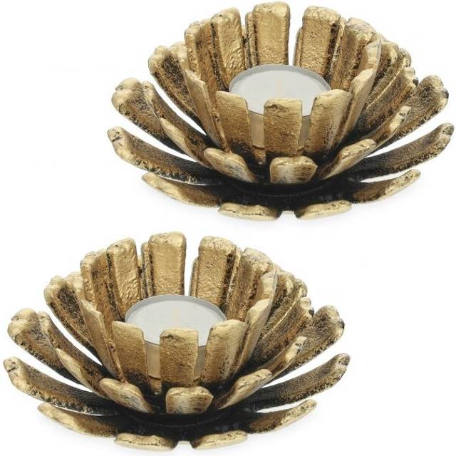 set of 2 flower-shaped tealight holders